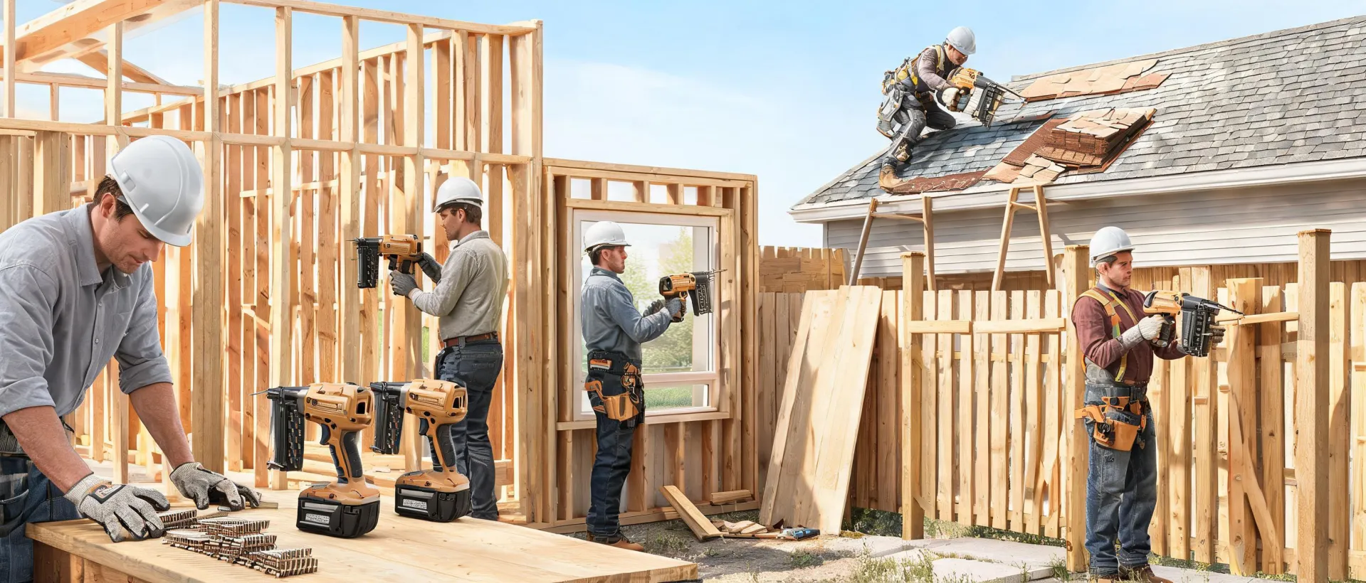 Paslode nailers used across construction and remodeling jobs