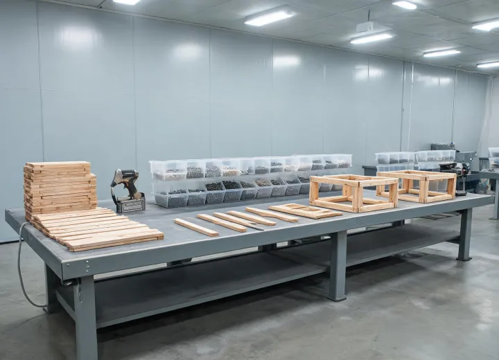 Modular building fastening station